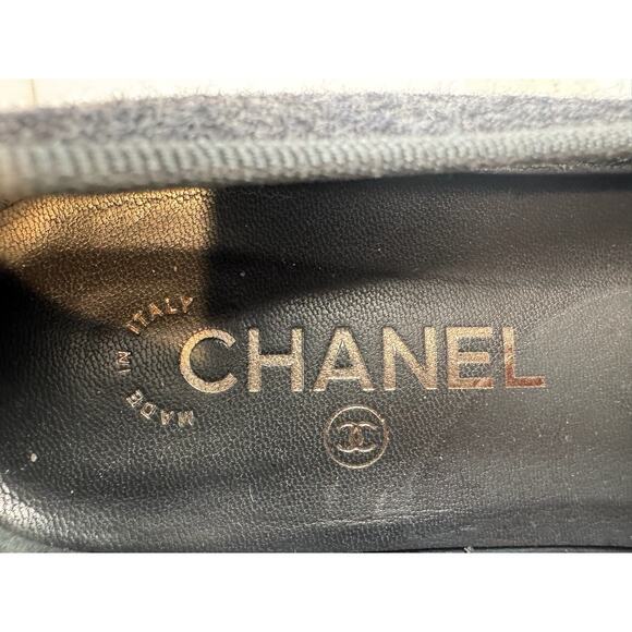 CHANEL Tweed Wool Ballet Flats Gray Size 37.5 Made in Italy - Picture 8 of 11